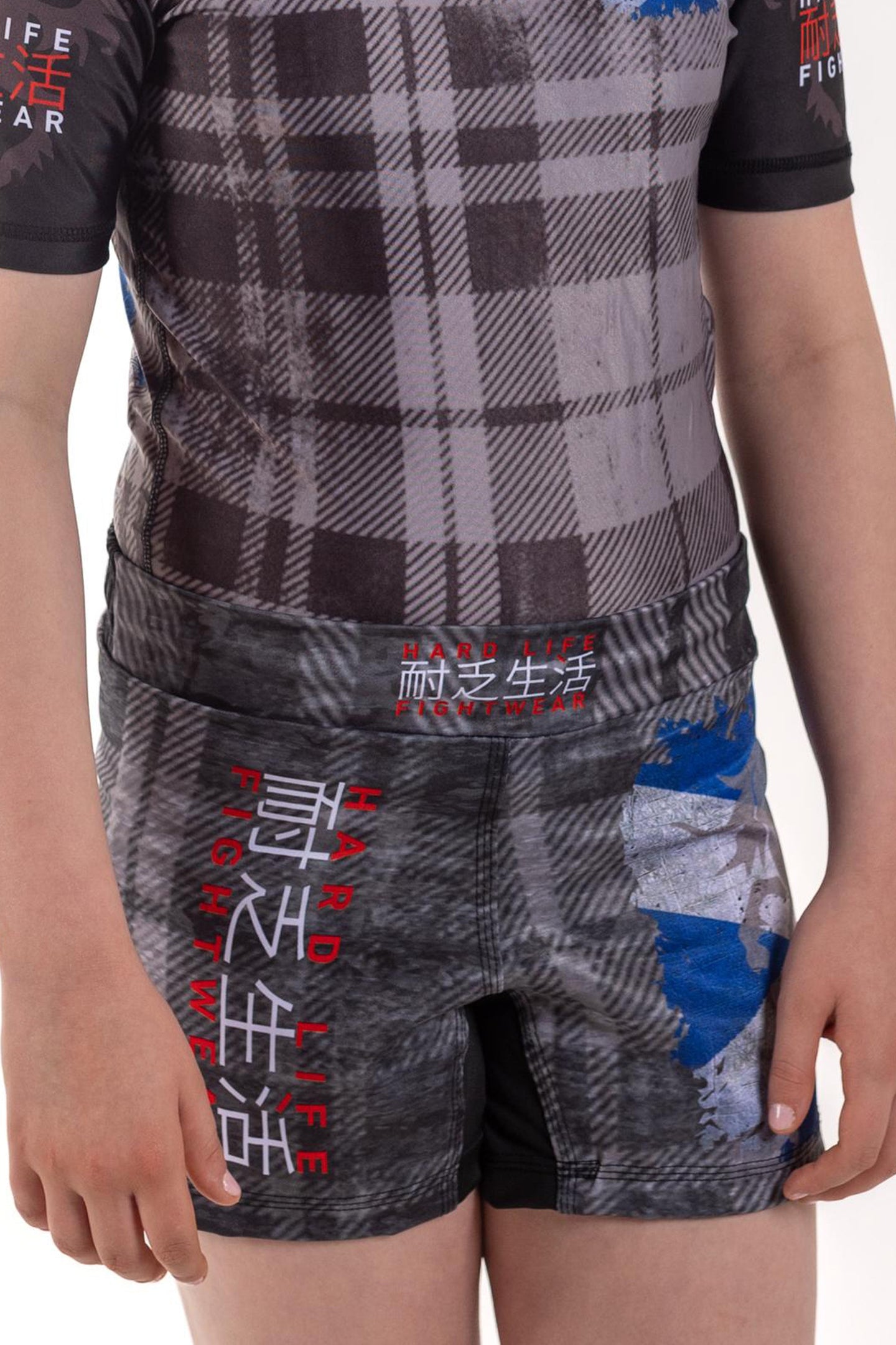 Image of Kids Scottish MMA Shorts - kids-scottish-mma-shorts: Inspire the next generation of champions with the Kids' Hardlife Scottish MMA Shorts